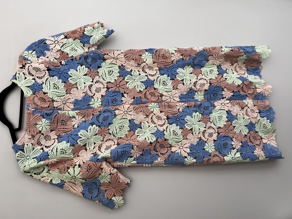 Crochet pastel floral multicoloured shift dress - Picture 3 of 10